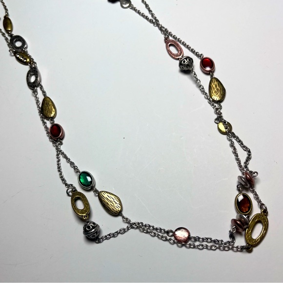 Long length 2-strands gold & colored jewels/18” - Picture 1 of 12